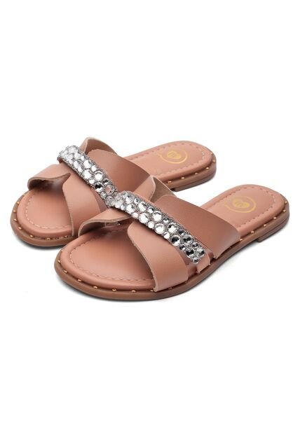 Sandalia Plana Mule Niña Nude-Plata Molekinha