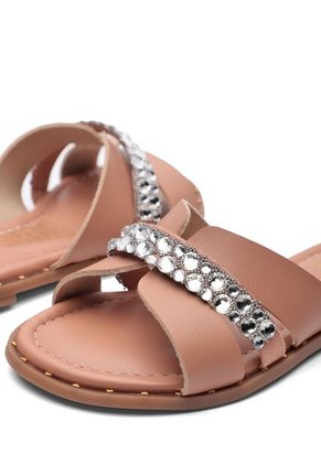 Sandalia Plana Mule Niña Nude-Plata Molekinha