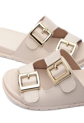 Sandalia Plana Slide Niña Marfil Molekinha