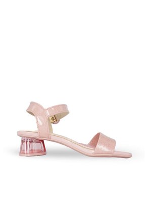 Sandalia Tacón De Corazón Rosa Glitter Molekinha