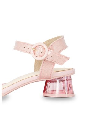 Sandalia Tacón De Corazón Rosa Glitter Molekinha