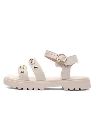 Sandalia Plataforma Baja Niña Marfil-Dorado Molekinha Molekinha