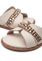 Sandalia Plana Mule Niña Marfil-Dorado Molekinha de Molekinha