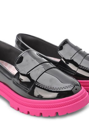 Mocasín Chunky Negro-Magenta Molekinha