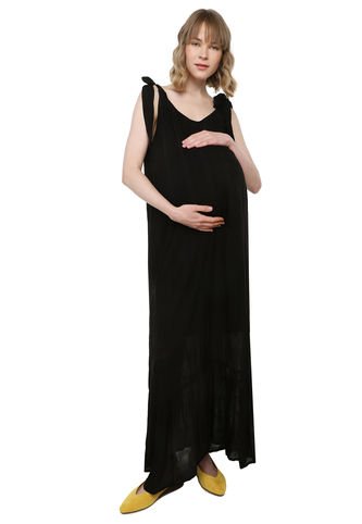 Mom´s Closet - Vestido Maternidad Y Lactancia Largo Tiras Negro Mom´s Closet