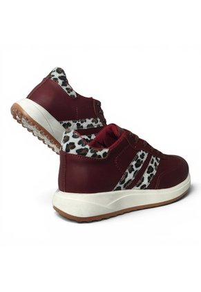Tenis En CUERO Para Mujer Marca Moreliber Ref Elite Color Vino-Animal Print