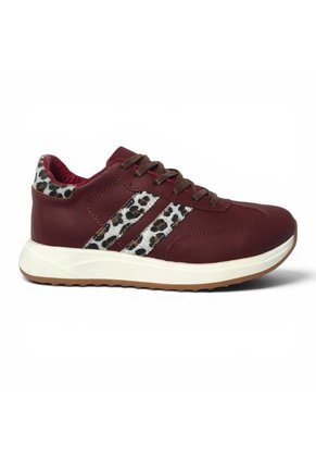 Tenis En CUERO Para Mujer Marca Moreliber Ref Elite Color Vino-Animal Print