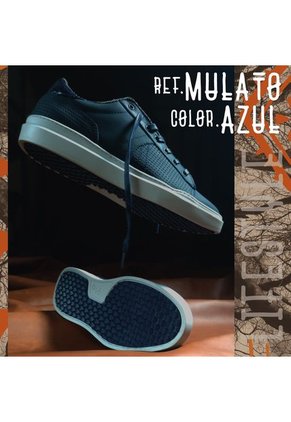 Tenis En Cuero Para Hombre Marca Monserrate Ref. Mulato Color Azul