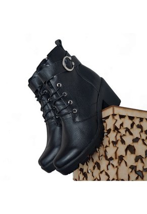 Bota De Mujer En Cuero Color Negro Marca MoreLiber Ref. Perla