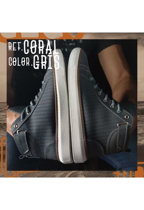 Tenis En Cuero Para Hombre En Bota Color Gris Marca Monserrate Ref. Coral