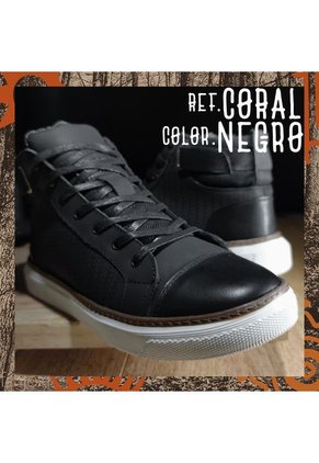 Tenis En Cuero Para Hombre En Bota Color Negro Marca Monserrate Ref. Coral