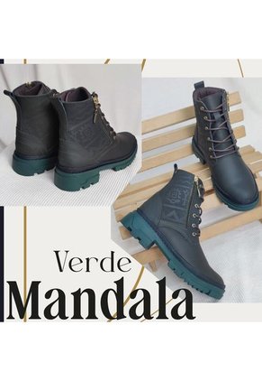 Bota De Mujer En Cuero Color Verde MoreLiber Ref. Mandala