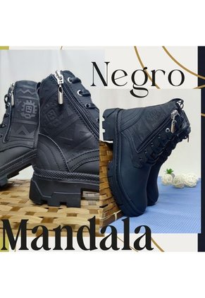 Bota De Mujer En Cuero Color Negro MoreLiber Ref. Mandala