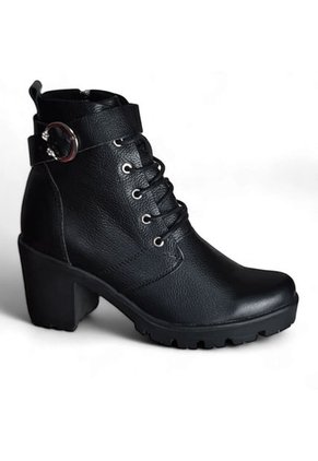 Bota De Mujer En Cuero Color Negro Marca MoreLiber Ref. Perla