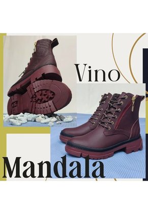 Bota De Mujer En Cuero Color Vinotinto Marca MoreLiber Ref. Mandala