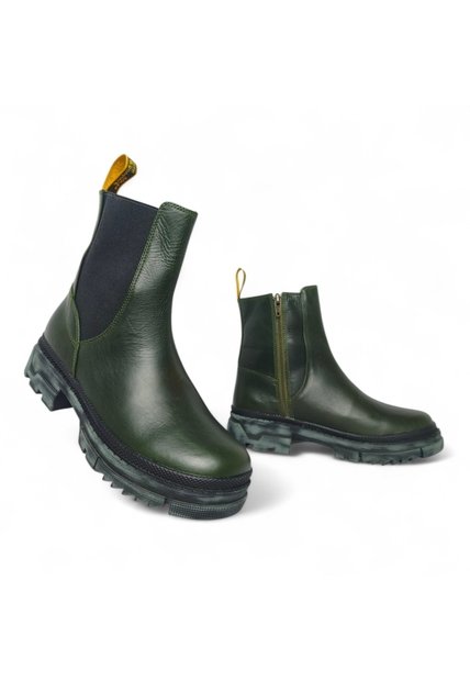 Botines De Mujer En Cuero Color Verde MoreLiber Ref. Genesis