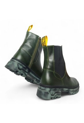 Botines De Mujer En Cuero Color Verde MoreLiber Ref. Genesis