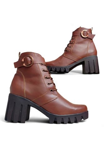 Bota De Mujer En CUERO Marca Moreliber By Monserrate Ref Perla Miel Monserrate