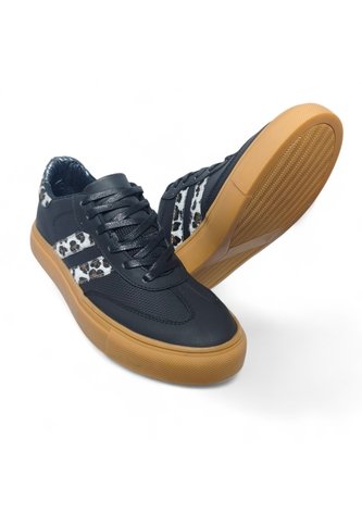 Tenis En CUERO Para Mujer Marca Moreliber Ref Urbana Color Negro-print Monserrate