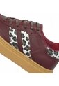 Tenis En CUERO Para Mujer Marca Moreliber Ref Urbana Color Vino-print de Monserrate