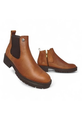 Botines De Mujer En Cuero Color Miel MoreLiber Ref. Velvet Monserrate