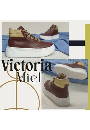 Tenis En Bota 100% CUERO Para Mujer Marca Monserrate Ref Victoria Miel