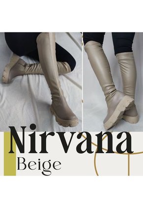 Bota De Mujer En Cuero Marca MoreLiber Ref. Nirvana Color Beige