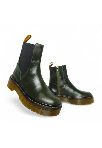 Botines De Mujer En Cuero Color Verde Esmeralda MoreLiber Ref. Frenesí Monserrate