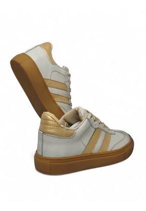 Tenis En CUERO Para Mujer Marca Moreliber Ref Urbana Color Nacar-oro