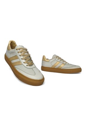 Tenis En CUERO Para Mujer Marca Moreliber Ref Urbana Color Nacar-oro
