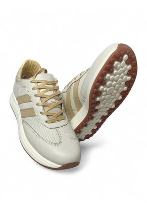 Tenis En CUERO Para Mujer Marca Moreliber Ref Elite Color Nacar-oro