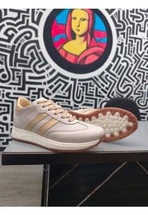 Tenis En CUERO Para Mujer Marca Moreliber Ref Elite Color Nacar-oro