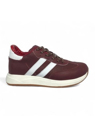 Tenis En CUERO Para Mujer Marca Moreliber Ref Elite Color Vino-Blanco Monserrate