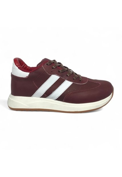 Tenis En CUERO Para Mujer Marca Moreliber Ref Elite Color Vino-Blanco