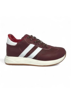 Tenis En CUERO Para Mujer Marca Moreliber Ref Elite Color Vino-Blanco