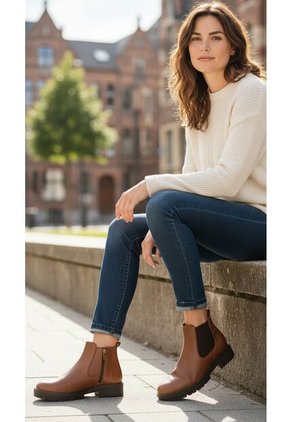 Botines De Mujer En Cuero Color Miel MoreLiber Ref. Velvet