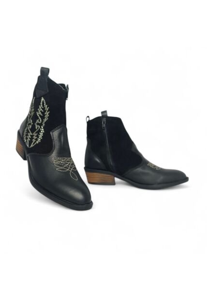 Botines De Mujer En Cuero Color Negro MoreLiber Ref. Legado