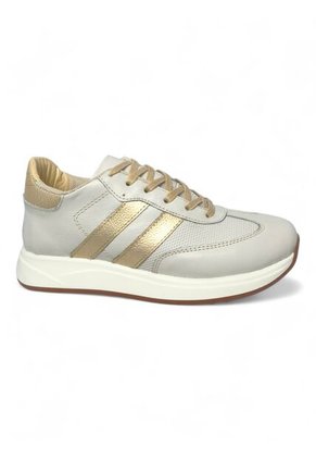 Tenis En CUERO Para Mujer Marca Moreliber Ref Elite Color Nacar-oro