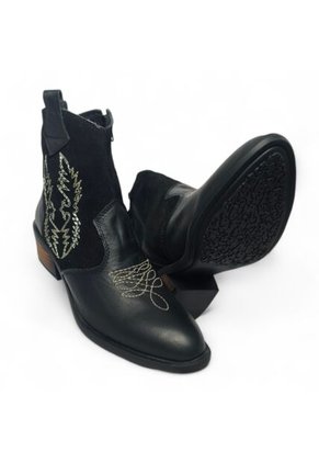 Botines De Mujer En Cuero Color Negro MoreLiber Ref. Legado