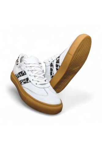 Tenis En CUERO Para Mujer Marca Moreliber Ref Urbana Color Blanco-print Monserrate