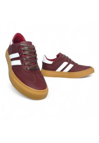 Tenis En CUERO Para Mujer Marca Moreliber Ref Urbana Color Vino-blanco Monserrate