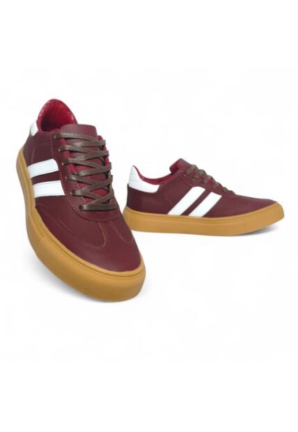 Tenis En CUERO Para Mujer Marca Moreliber Ref Urbana Color Vino-blanco