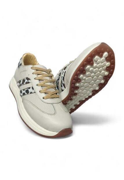 Tenis En CUERO Para Mujer Marca Moreliber Ref Elite Color Nacar-beige
