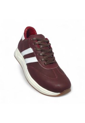 Tenis En CUERO Para Mujer Marca Moreliber Ref Elite Color Vino-Blanco