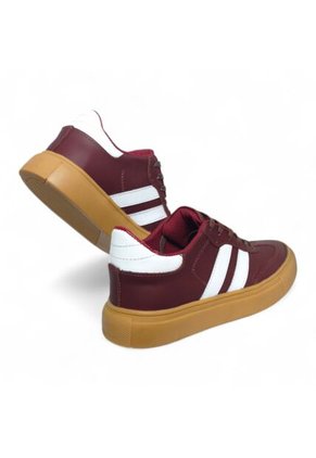 Tenis En CUERO Para Mujer Marca Moreliber Ref Urbana Color Vino-blanco