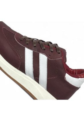 Tenis En CUERO Para Mujer Marca Moreliber Ref Elite Color Vino-Blanco