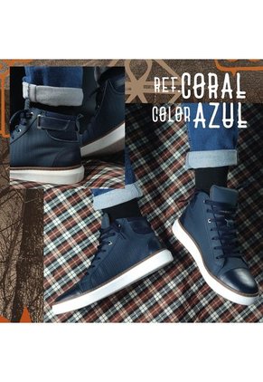 Tenis En Cuero Para Hombre En Bota Color Azul Marca Monserrate Ref. Coral