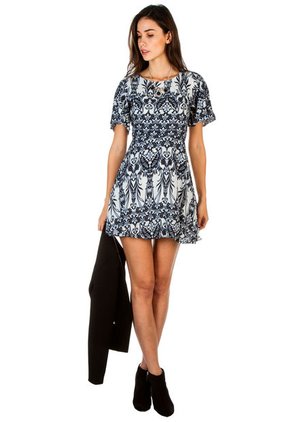 Vestido Negro-Gris-Blanco MONTAGE