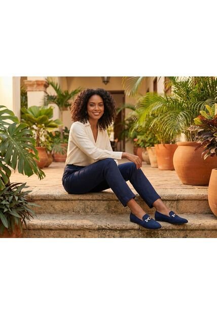 Zapatos Azul Imperial Con Hebilla