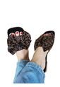 Sandalias Animal Print Con Moño Punta Cuadrada de Mostaza